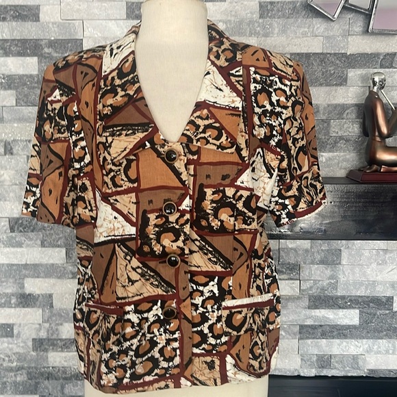 Rickie Freeman for Teri Jon Linen/ Silk Brown Blazer &Skirt Set Size 12 - Picture 3 of 11